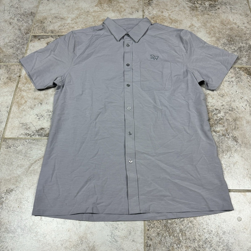 Vuori Bridge Button Down Shirt Mens‎ Large Gray Performance Lightweight